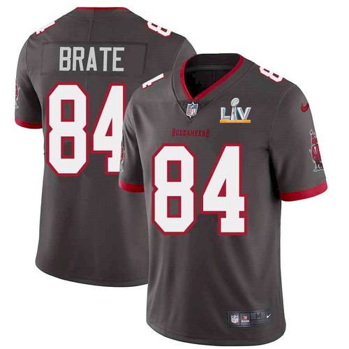 Men's Tampa Bay Buccaneers #84 Cameron Brate Grey NFL 2021 Super Bowl LV Limited Stitched Jersey